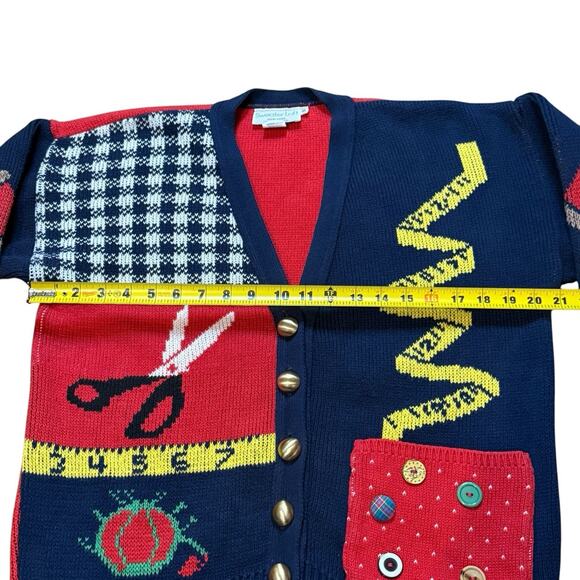 VTG Sweater Loft Women’s Knit Cardigan Sweater Sewing Seamstress Patchwork Small - Picture 11 of 16